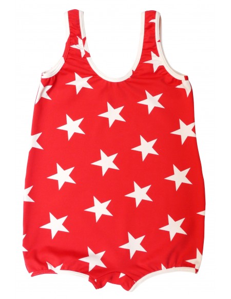 Red Star printed baby swimsuit