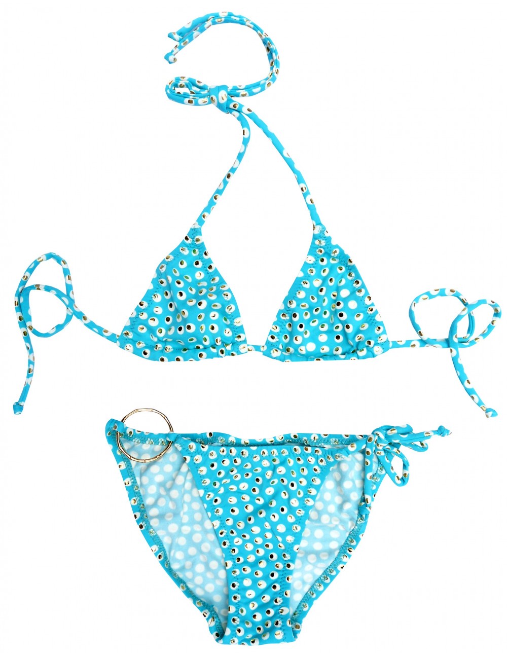 Spashing golden dot print bikini Princesse Ilou Color Blue Size 16y